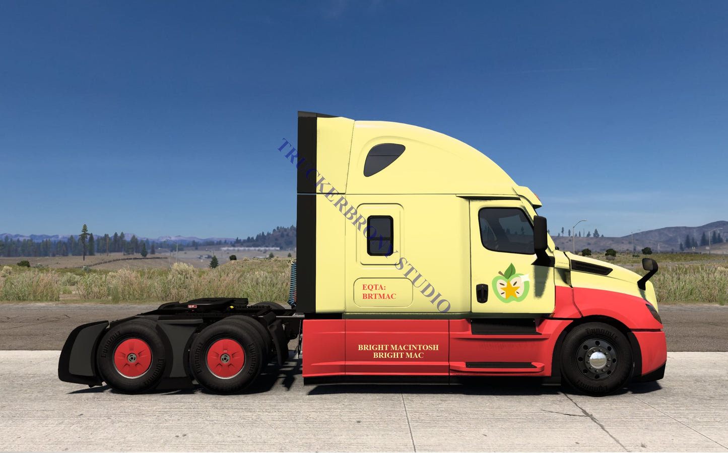 Bright Macintosh Freightliner Cascadia (Digital Image)